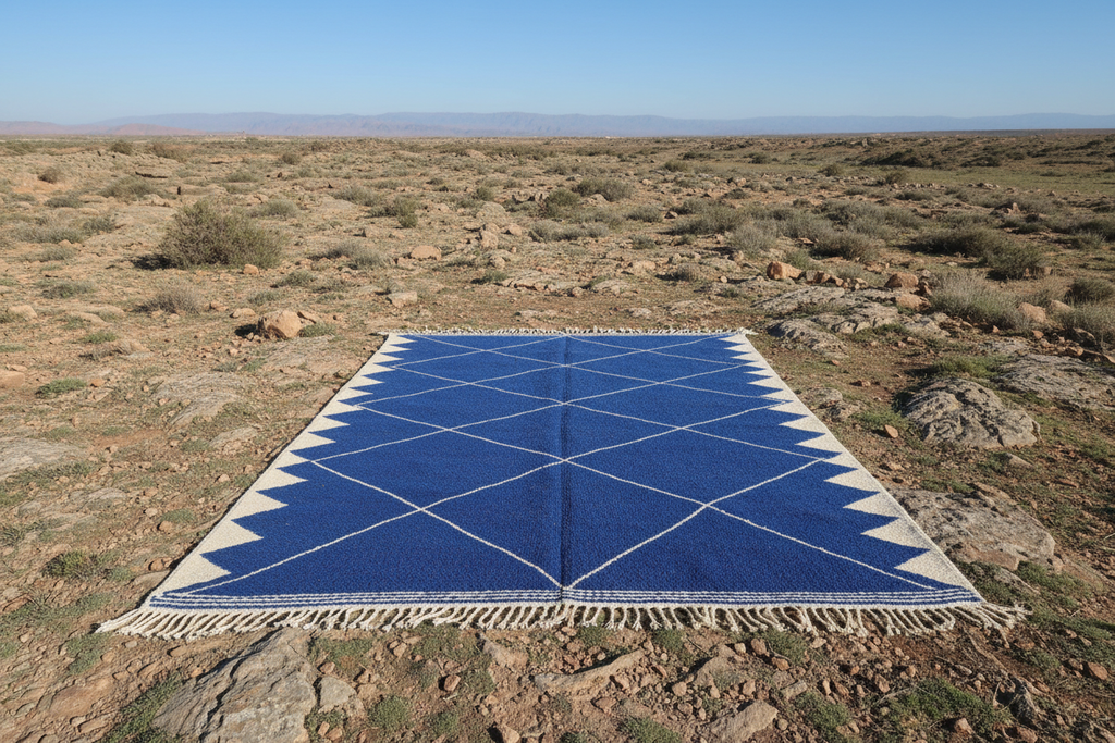 زربية زرقاء على الأرض