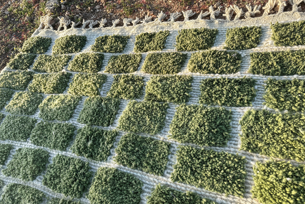 Beni Ourain Rug - Green Geometric Pattern