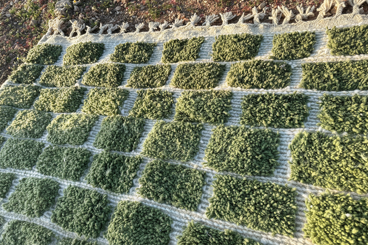 Beni Ourain Rug - Green Geometric Pattern