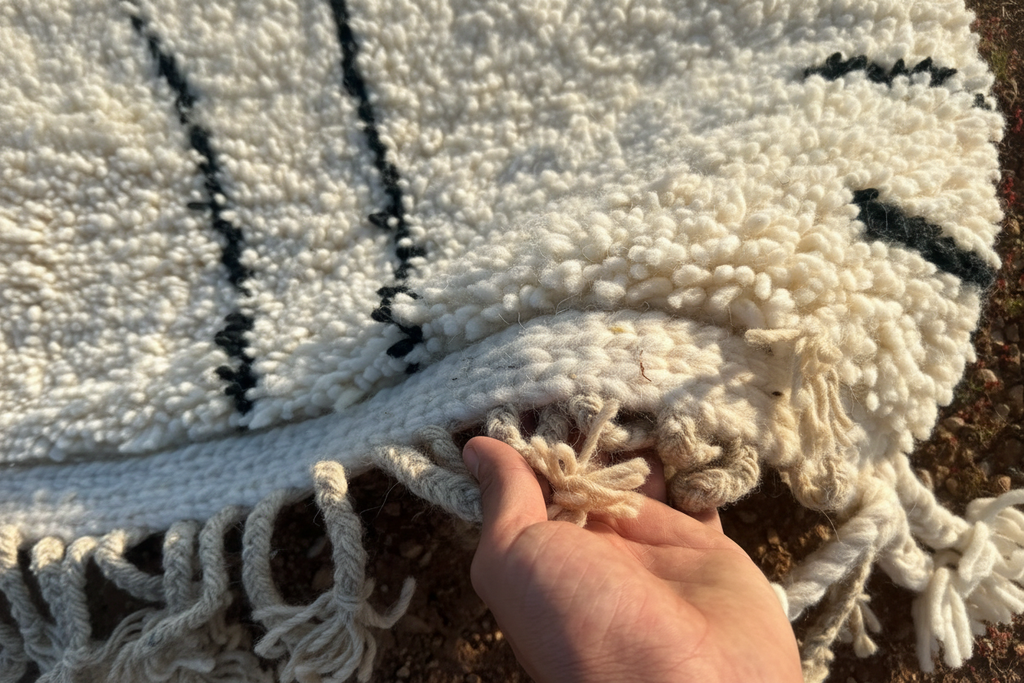 Beni Ourain Rug - White & Black Geometric Pattern